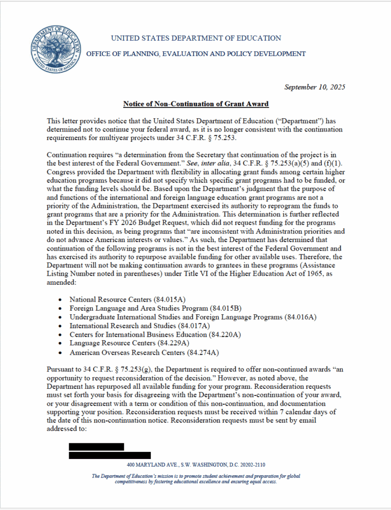 Students and faculty brace after federal cuts to international education programs