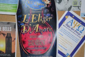 A flyer for KU's opera, L'Elisir D'Amore